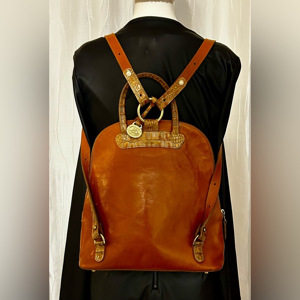 Rare Brahmin Genuine Leather Croc Backpack - Picture 2 of 8